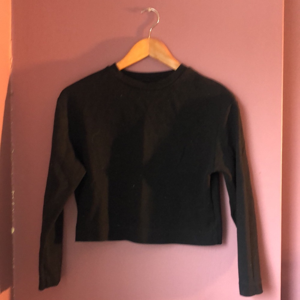 BNWOT FRANK & OAK Black XS CROPPED LONG SLEEVE TOP